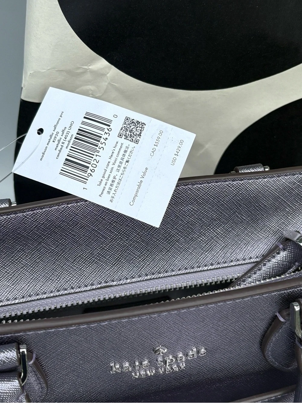 kate spade metallic lavender satchel with wallet BNWT